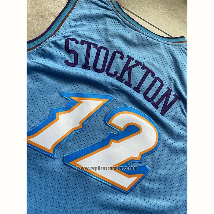 Camiseta Utah Jazz John Stockton #12 Mitchell & Ness 1996-97 Azul